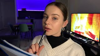 ASMR Study With Me 📚 With Breaks✨|  Inaudible Whispers, Tapping, Paper Sounds, Scribbling, Lipgloss