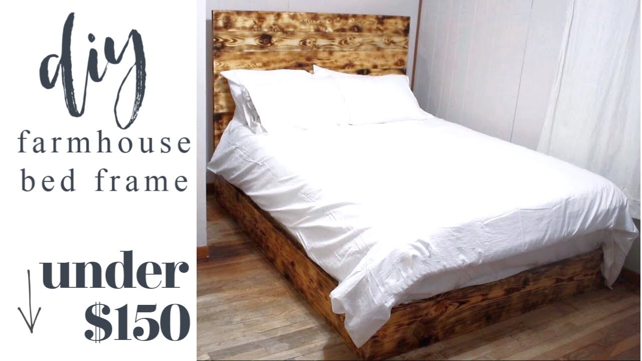 DIY FARMHOUSE BED FRAME FOR UNDER 150 DOLLARS How To Build A Bed On A Budget Build WithMe