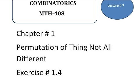Combination  Exercise # 1.4 || Chapter # 1 || Combinatorics  in Hindi Urdu MTH-408 || Lecture 7(1/2)