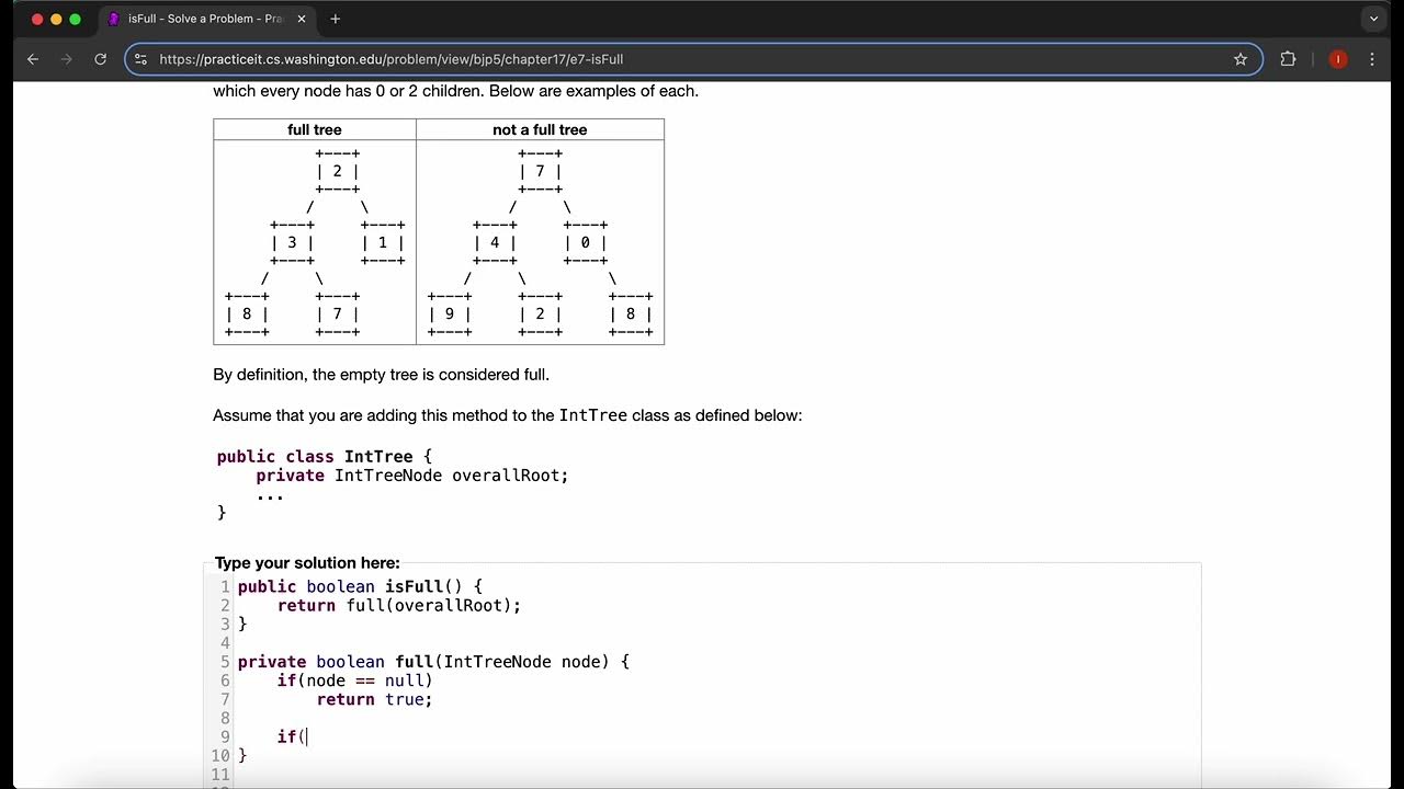 Exercise 17.7 (isFull) Java Tutorial || Practice-It - YouTube