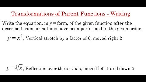 Transformations of Parent Functions - Writing