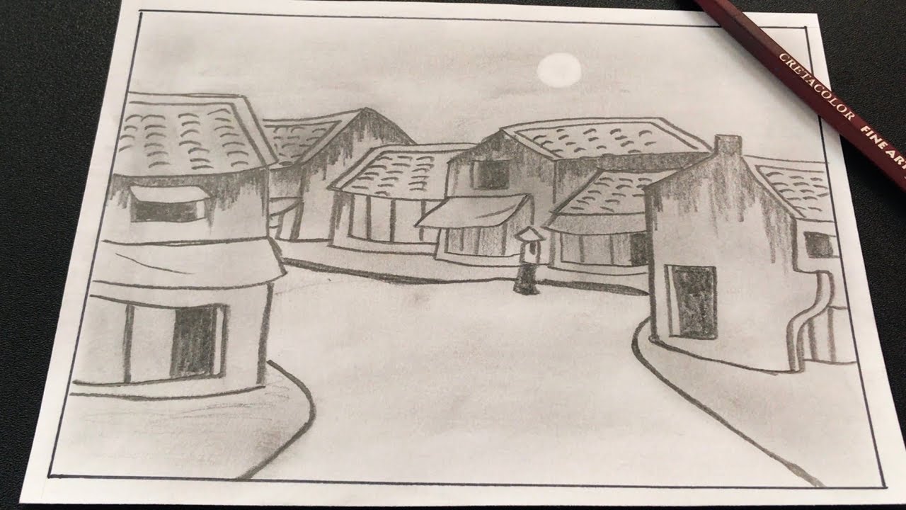 vẽ tranh phong cảnh phố cổ | how to draw old city - youtube