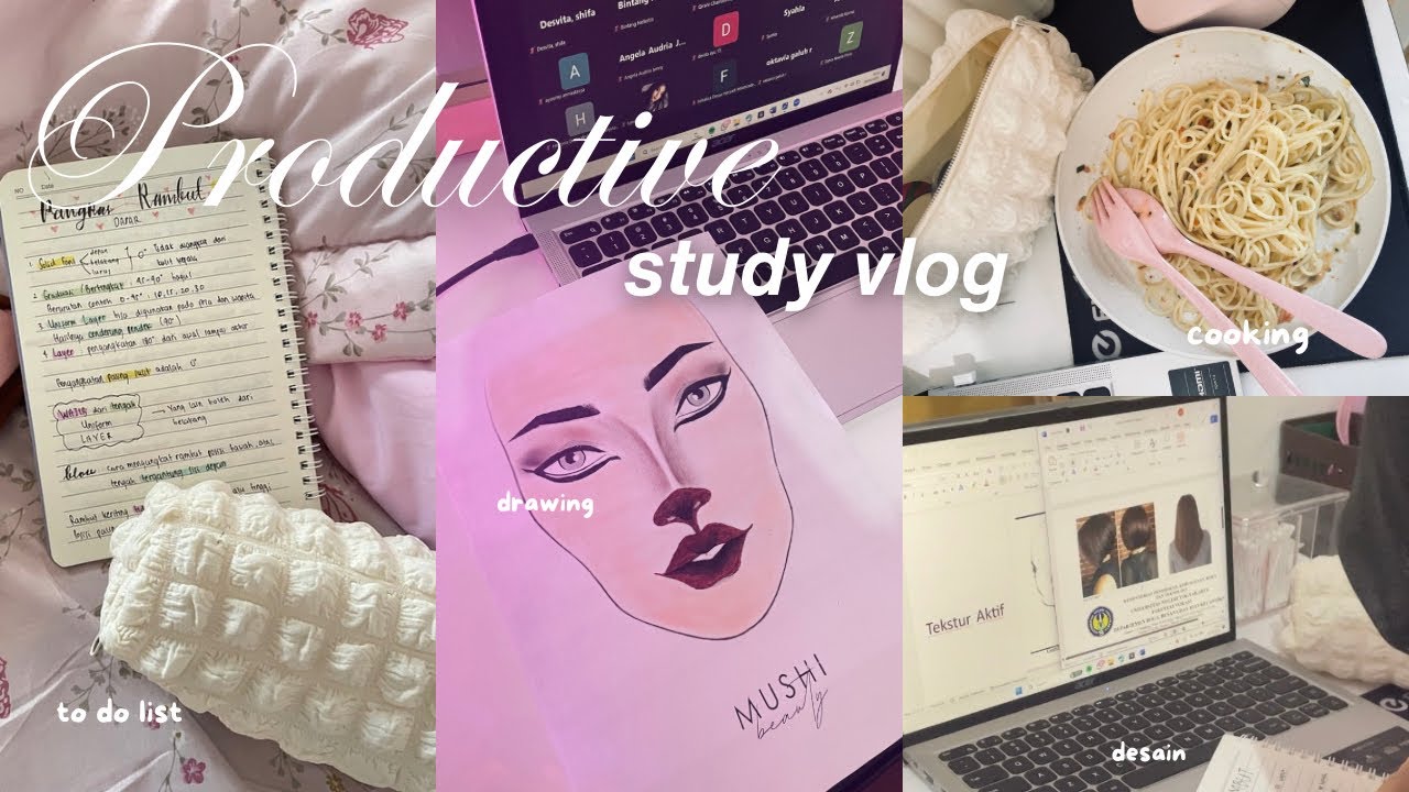 Productive Study Vlog 📚🎀 night study, cozy desk setup & cute notes