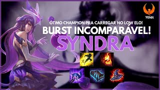 ÓTIMO CHAMPION PARA CARREGAR NO LOW ELO! - *BURST INCOMPARÁVEL* - SYNDRA MID GAMEPLAY [PT-BR]