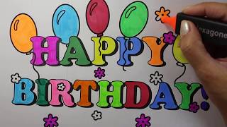 Learning Colouring HAPPY BIRTHDAY Coloring Pages How to Draw and Colors Video