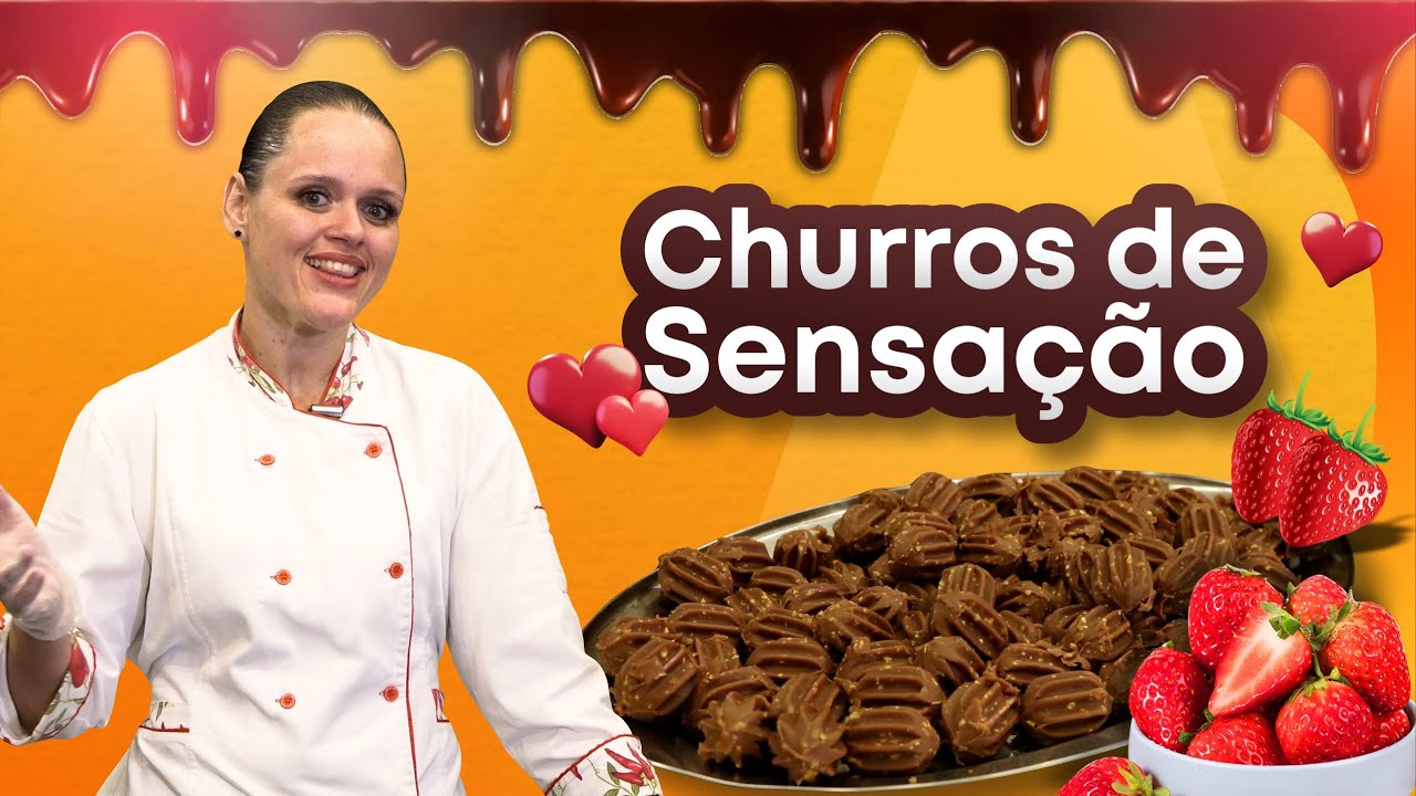 Receita de Churros Chocolate com Recheio de Morango na Masseira e Modeladora Interlaser