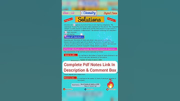 Class 12 Chemistry Solution Chapter Full Pdf Notes #shorts #viral #class12