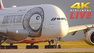 🔴 Mega A380 SPRAY at 56:10! | Manchester Airport LIVE - 4K