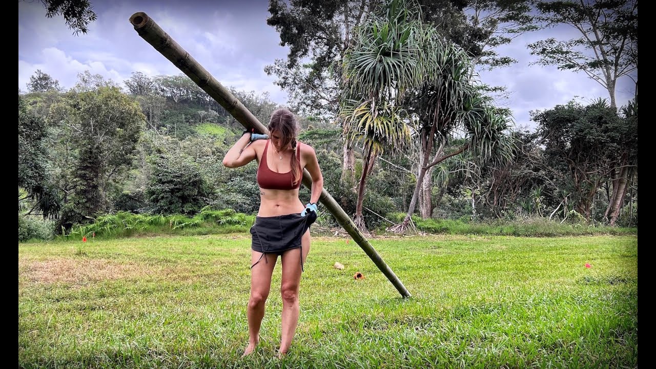 Primitive skills outdoor bamboo shower part 1 off grid living my