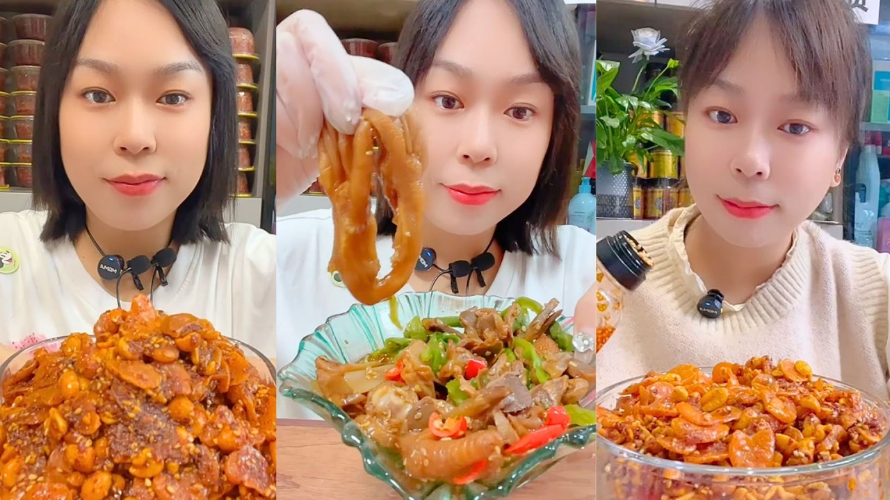 Spicy Chicken Feet and Peanut Chili Bowl Mukbang Tasting