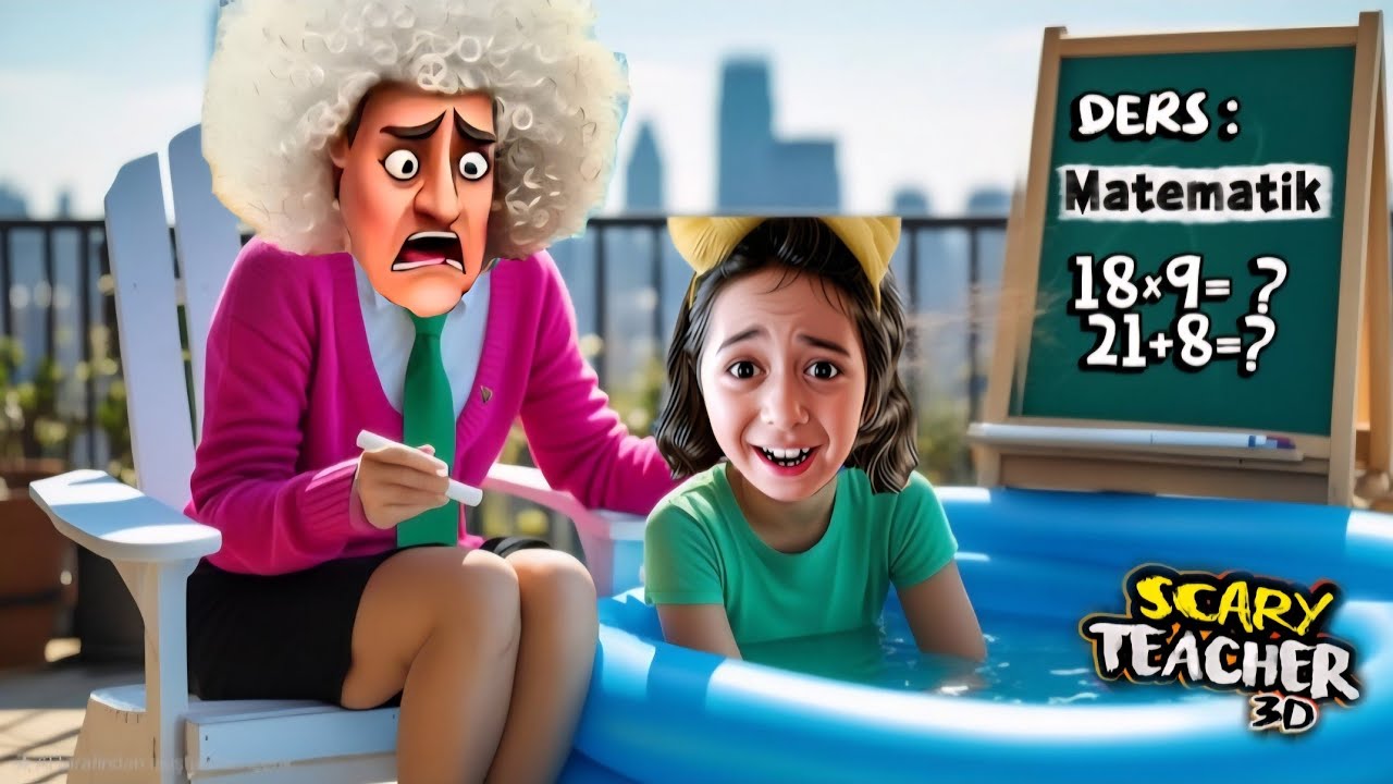 ESMA SCARY TEACHERIN TELEFONUNU HAVUZA ATTI KIZGIN ÖĞRETMEN HAVUZA DÜŞTÜ!! 