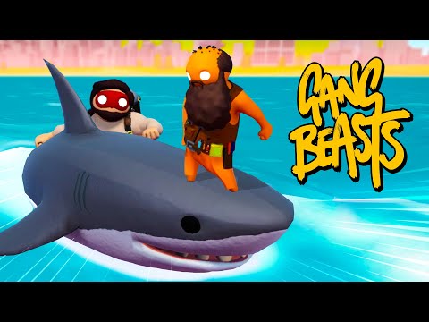 Видео: ДИКО РЖАЧНАЯ РЫБАЛКА на АКУЛ - УГАР В GANG BEASTS