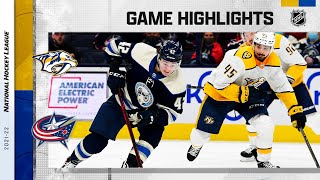 Predators @ Blue Jackets 12\/30\/21 | NHL Highlights