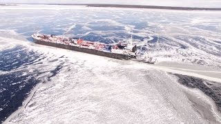 Drone Footage Of Ship Frozen In Ice