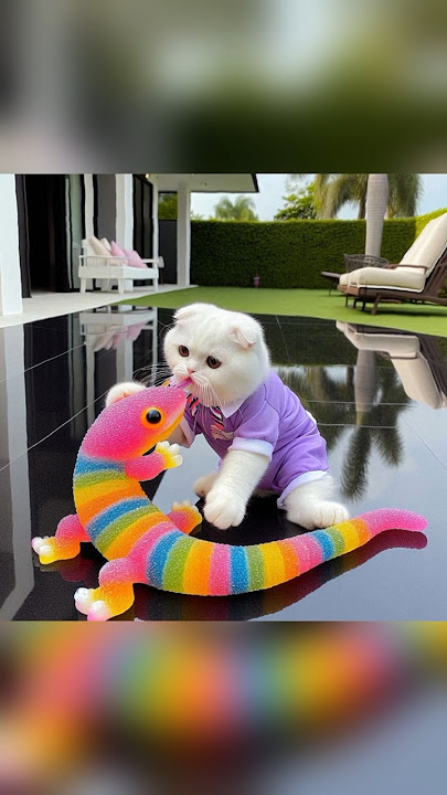 kucing lucu makan gummy cicak semut gurita warna warni #catcute #funny #shorts