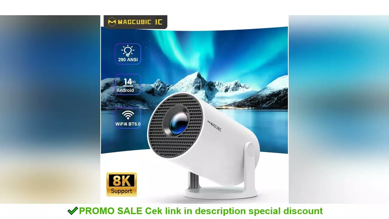 Magcubic Projector HY300 Pro 8K Android 14 Dual Wifi6 290ANSI Allwinner H726 BT5.4 1080P 1280*720P H