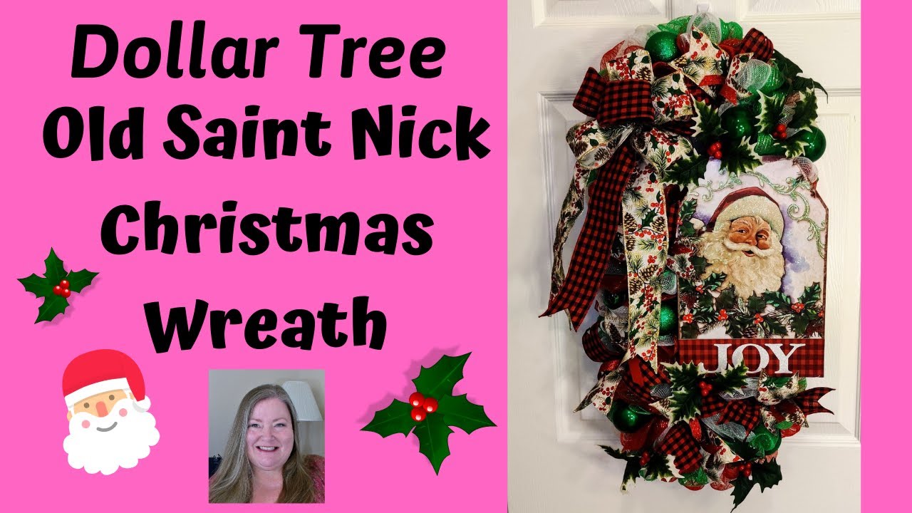 Old Saint Nick Christmas Wreath ~ Dollar Tree Christmas DIY ~ Santa Wreath DIY