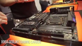 GODLIKE Carbon MSI Motherboard and gold PCBs - CES 2016 GODLIKE Carbon MSI Motherboard and gold PCBs - CES 2016