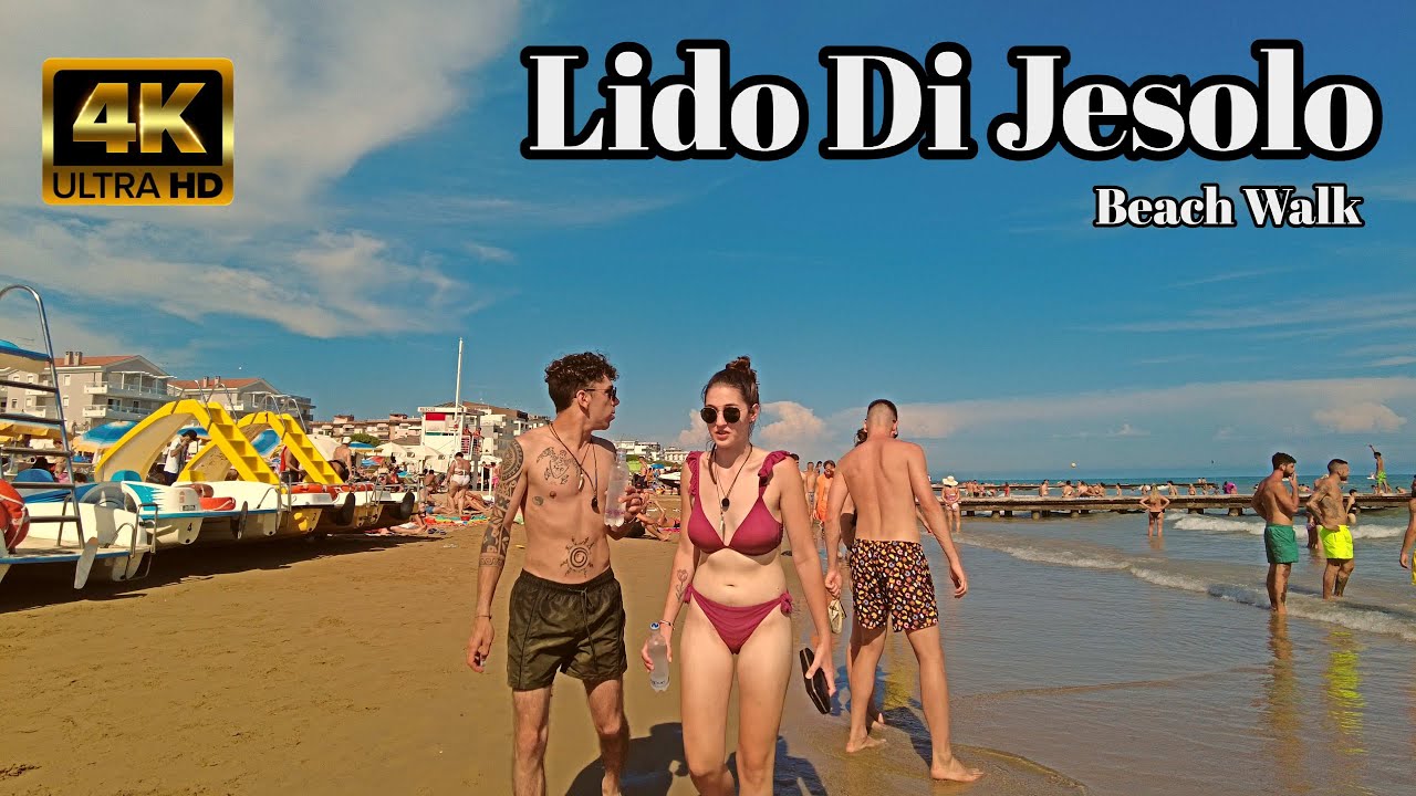 4K   Beach Walk Lido Di Jesolo Beach Cool DAY Nice in SUMMER 2022
