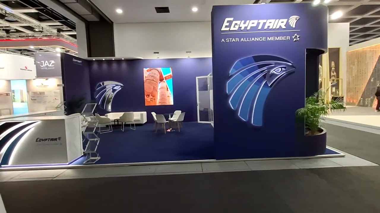 Exhibition Stand Builders Berlin present: EgyptAir Trade Show Booth Construction at ITB Berlin
