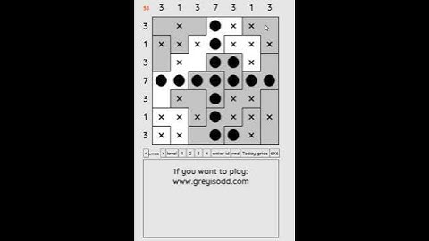 Grey is Odd - Today grids. Solution level 1 7X7 dated 07-21-2024 #logicpuzzles #logicgames  #games