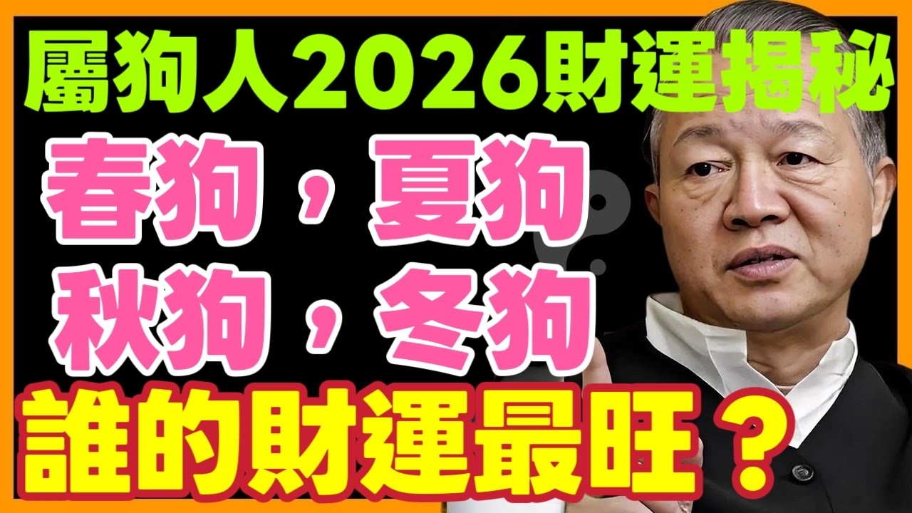 屬狗人2026春节过后運勢揭秘：春狗、夏狗、秋狗、冬狗，新一年誰的財運最旺？ #曾仕强 #屬狗運勢 #生肖狗 #生肖運勢 #2026運勢 #丙午年 #四季生肖 #命理分析 #五行運勢