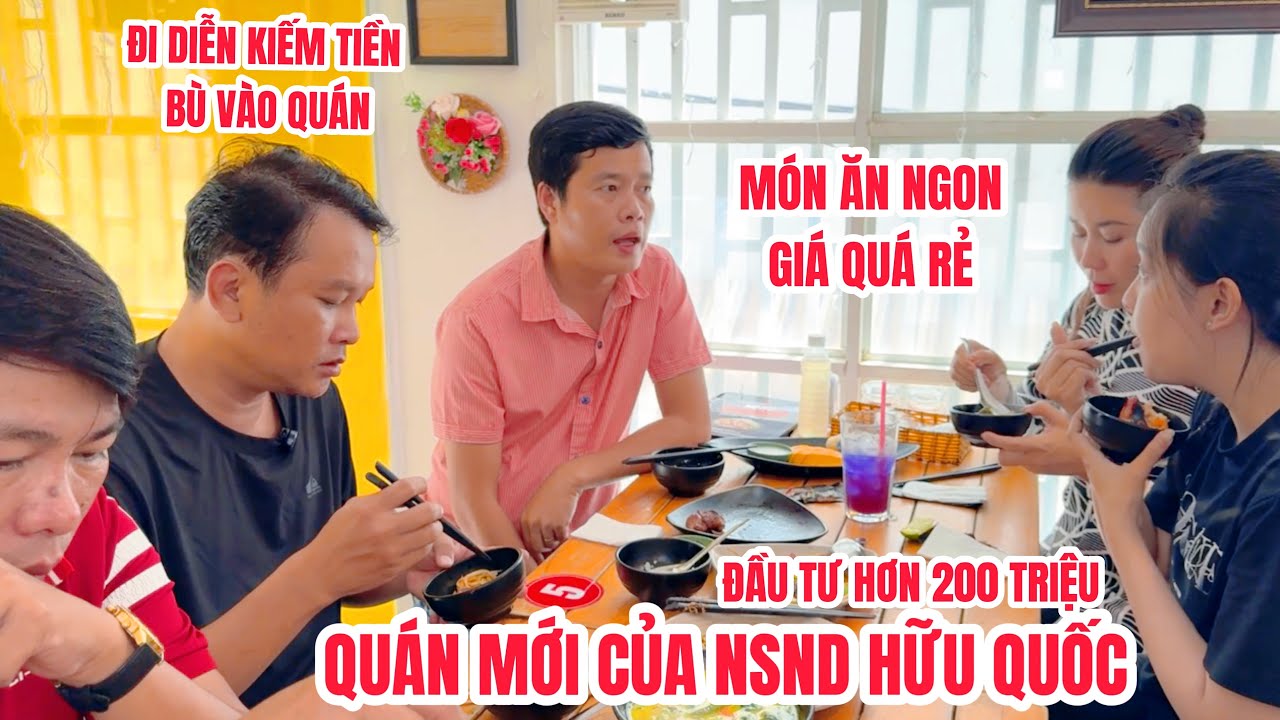 Khương Dừa ghé ăn quán mới của NSND HỮU QUỐC, khách chưa đông nên phải lấy tiền đi diễn bù quán 