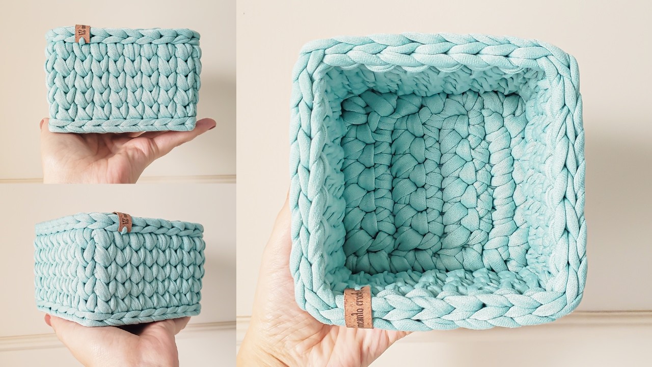 Square Crochet Basket with Yarn | How to make the corners well defined