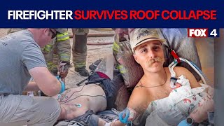 Firefighter survives collapse, focused on newborn son