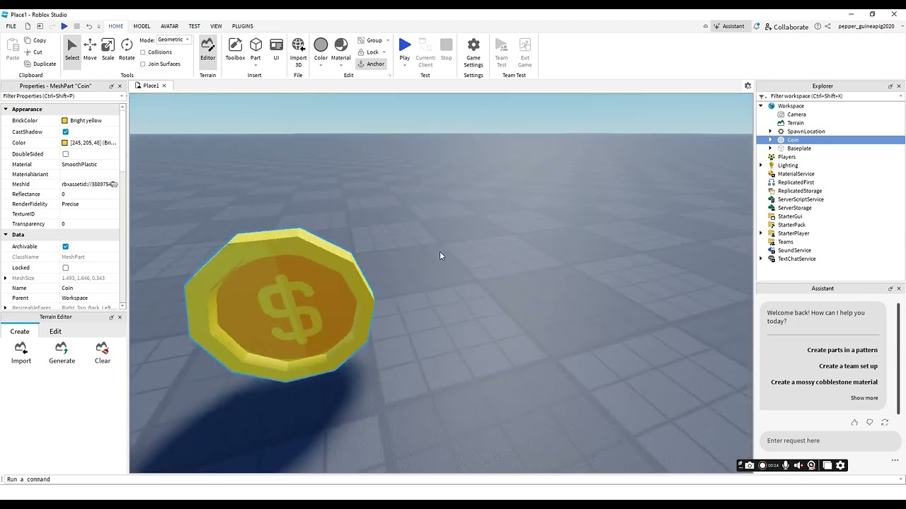 How to create a ROTATING COIN! | Roblox Studio Tutorial