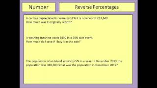 Reverse Percentages