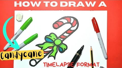 How  to Draw a Candy Cane in Timelapse Format. This  video is to draw and colour to.