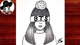 Easy BTS drawing | BTS girl drawing | Pencil sketch of BTS Army