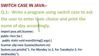 JAVA TUTORIAL LECTURE - 24 SWITCH CASE PROGRAM TO PRINT NAME OF DAY EnhanceCodeLearning