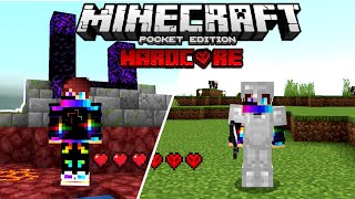 MINECRAFT HARDCORE MODE IN MINECRAFT POCKET EDITION | MCPE HARDCORE WITHOUT BUTTON | ated playz