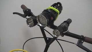 自転車にフラッシュライトを搭載してみた！CRELANT 7G2CS、7G6CSN、UltraFire 7xT6 合計6200ルーメン（笑）