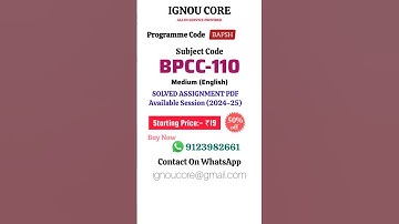 BPCC 110 Solved Assignment PDF 2024-25 in English, BAPSH program BPCC-110 Solved assignments