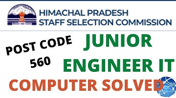 HPSSC JUNIOR ENGINEER IT POST CODE 560 COMPUTER SOLVED #juniorengineeritsolvedpaper #juniorengineer