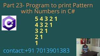 Print Pattern with Numbers in C# - Part 23 Profile