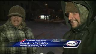 Concord residents brave snowy conditions Sunday night