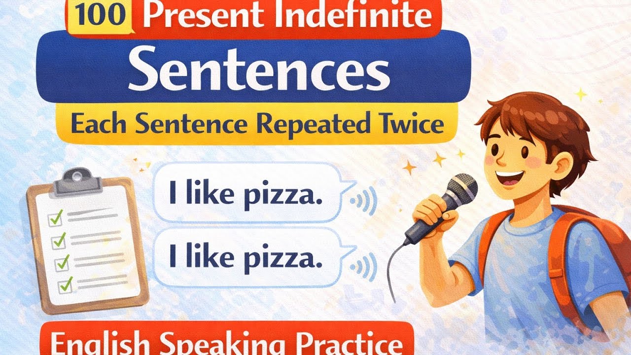 👉 Practice 100 Present Indefinite Sentences | Each Sentence Repeated ...