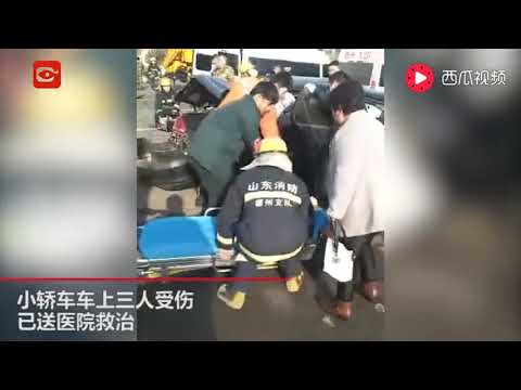 惨烈！大货车闯红灯小轿车被撞旋转540度