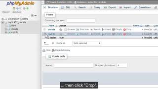 How to delete or drop tables in phpMyAdmin