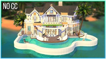Sims 4 Speed Build - Beach Mansion w/ Round Pool [+ Giveaway Winner!] | Kate Emerald
