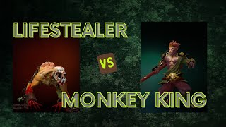 Lifestealer vs Monkey King (max level no item) DOTA 2