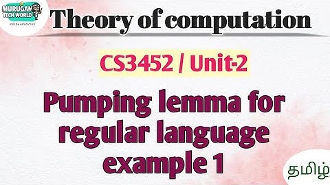 Pumping lemma for the regular language example 1 in theory of computation tamil||CS3452||TOC.