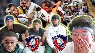 AMERICAN FOOTBALL PLAYERS REACT TO RUGBY BIGGEST HITS