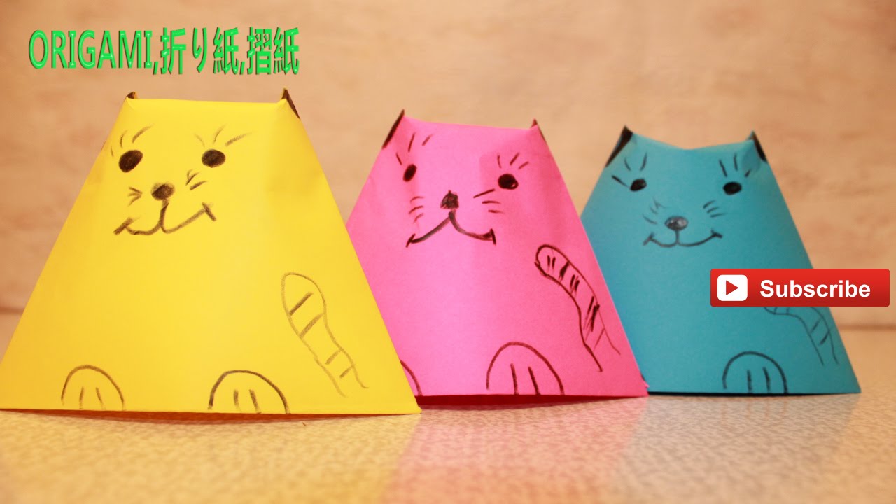 Origami neko cat . 折纸猫 ,How to Make an Origami Cat Face ...