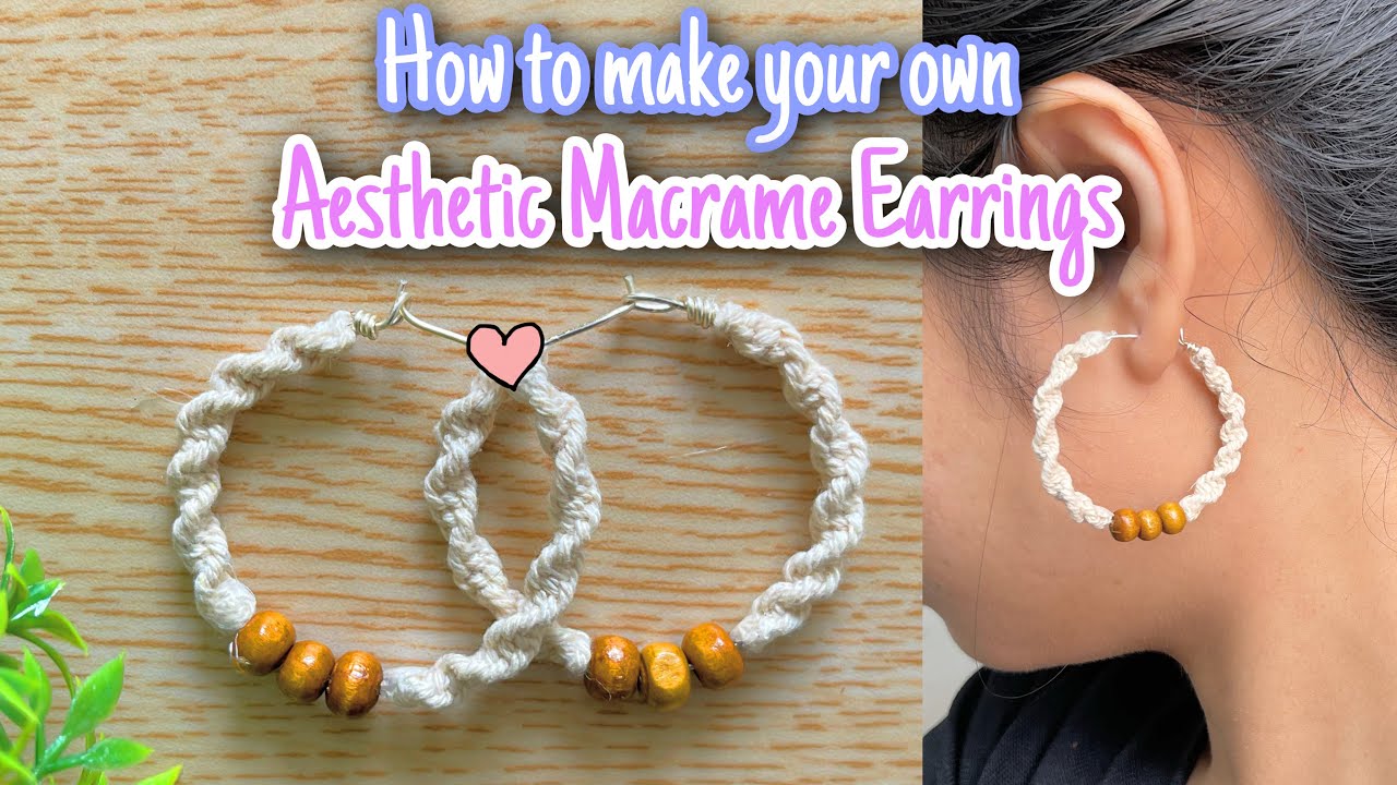 DIY Aesthetic Macrame wire earrings with beads easy for beginners