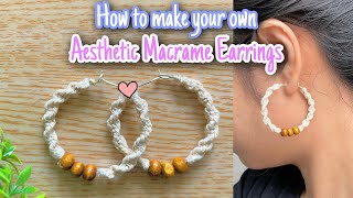 DIY Aesthetic Macrame wire earrings with beads easy for beginners